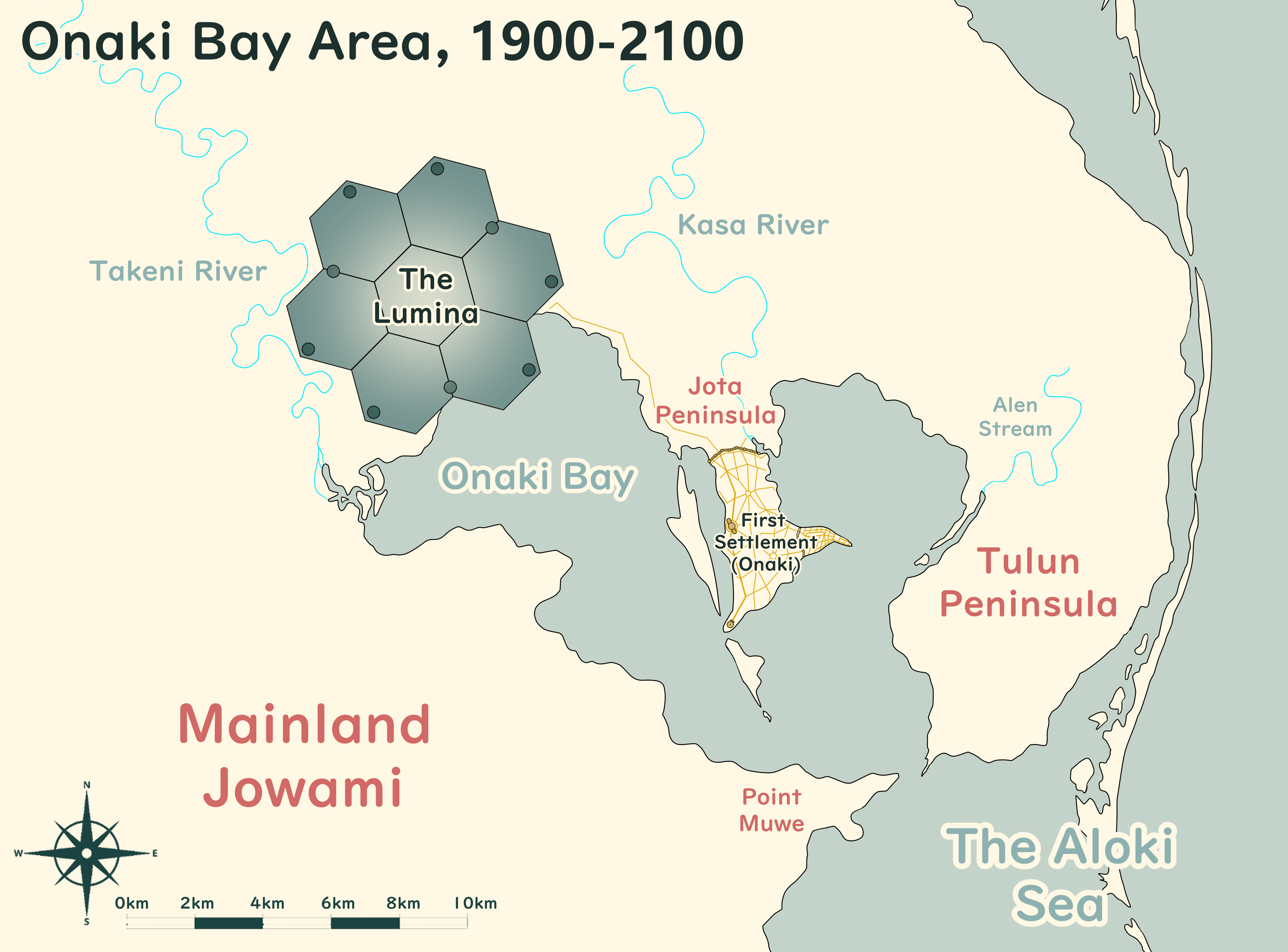 A map of the Onaki Bay area.